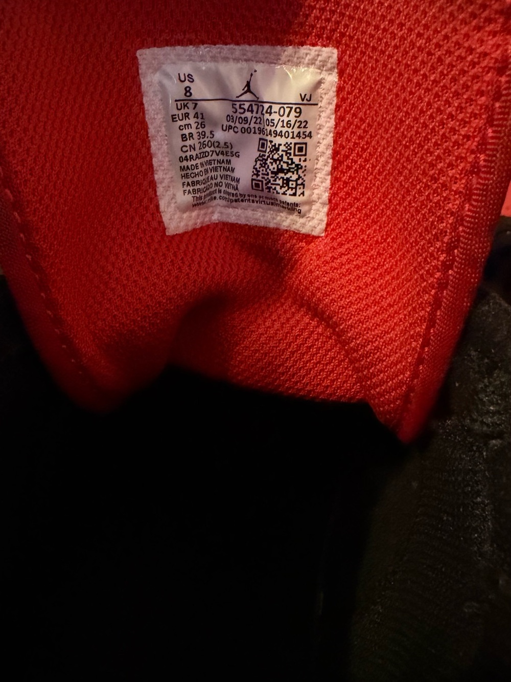 Jordan Red and Black Mesh Tongue with Jumpman Label